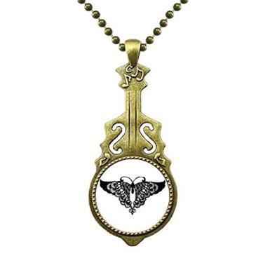 Imagem de DIYthinker Colar de borboleta com babados e silhueta de asa de violão antigo com pingente de música