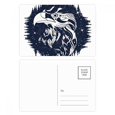 Imagem de Eagle Forest Stars Art Pattern Conjunto de cartões postais de aniversário para enviar cartão de agradecimento