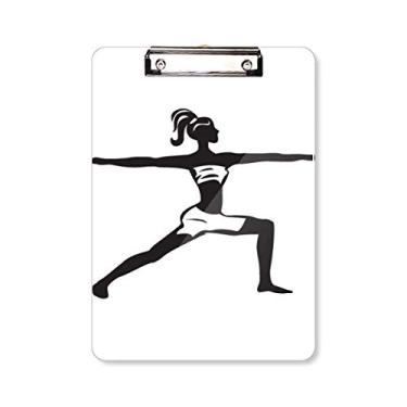 Imagem de Yoga Girl Keep Healthy Sports Silhouette prancheta pasta, bloco de anotação, placa de apoio A4