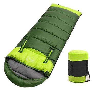 Imagem de GQYYS Saco de dormir envelope, saco de dormir leve, impermeável, quente, 190 cm, 75 cm, pode ser emendado saco de dormir duplo, sacos de dormir para adultos e crianças acampamento -1,9 kg_verde esquerdo super