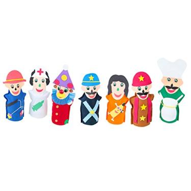 Imagem de Fantoches Profissões Feltro 7 Personagens Embalagem Plástico Carlu Brinquedos