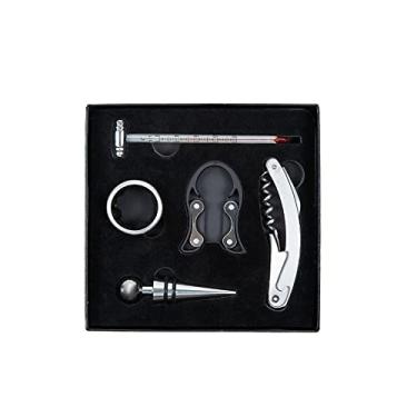 Imagem de Kit Vinho 5 Acessorios Saca Rolha Termometro Anel Gargalo Tampa Cortador Lacre Presente