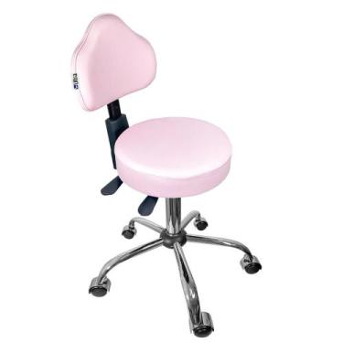 Imagem de Cadeira Mocho Rosa Claro Ergonômico Base Cromada - Ultra Móveis
