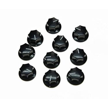 Imagem de KAISH 10 peças pretas Mini MXR Style Skirted AMP Knob Brass Insert Effect Pedal Knobs