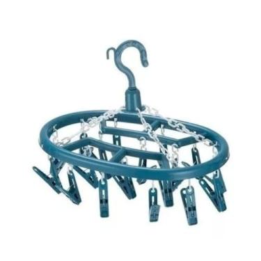 Imagem de Varal de Roupas 18 Prendedores Cuecas Meias Calcinhas Polietileno Resistente Móvel Cores Sortidas