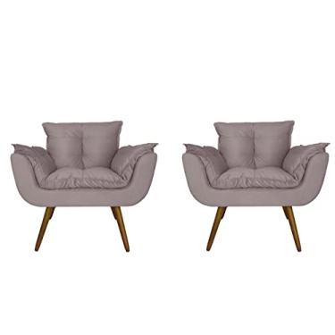 Imagem de Conjunto 2 Poltronas Decorativa Estofada Para Salão de Beleza Opala Suede Rose - LM DECOR