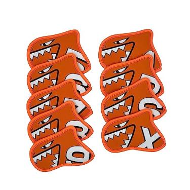 Imagem de Deevoka Conjunto de capas de ferro de golfe com 9 peças Capa de taco de golfe Capa de neoprene Proteção moderna com etiquetas numéricas Protetor para, laranja