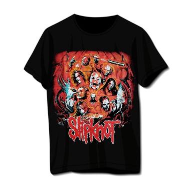 Imagem de Camiseta Slipknot Laranja Preta Banda De Rock Unissex