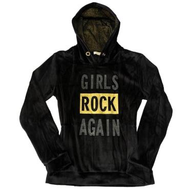 Imagem de Blusa De Frio Moletom Menina Veludo Estilosa Fechada Capuz-Feminino