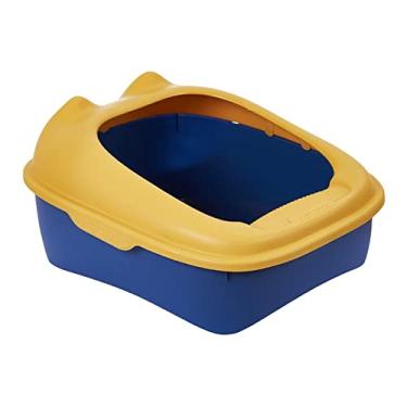 Imagem de Baoblaze Caixa de areia para gatos com tampa aberta para animais de estimação, semi fechada, antirespingos, para gatos e gatos, para todos os tipos de areia para gatos, amarela
