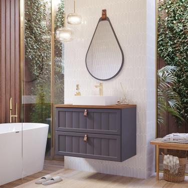 Imagem de Gabinete Suspenso com Cuba Sense 60cm e Espelho Gota Titânio MGM