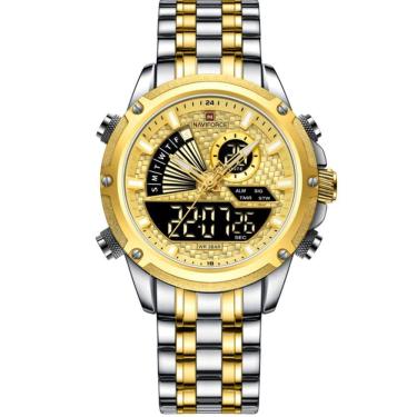 Imagem de Relógio de Pulso Masculino Impermeável  Dual Display Esportivo Aço Inoxidavel