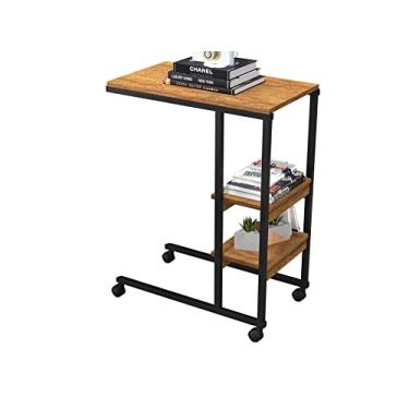 Imagem de Mesa Auxiliar com Rodízio Fit Yescasa Preto/canela