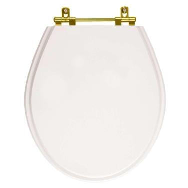 Imagem de Tampa de Vaso Ravena Branco para bacia Deca Com Ferragem Dourada