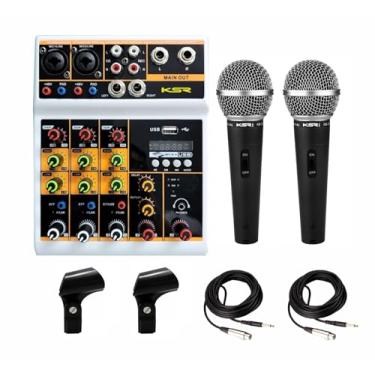 Imagem de KIT MESA DE SOM 4 CANAIS INTERFACE + 2 MICROFONE KS58 KSR