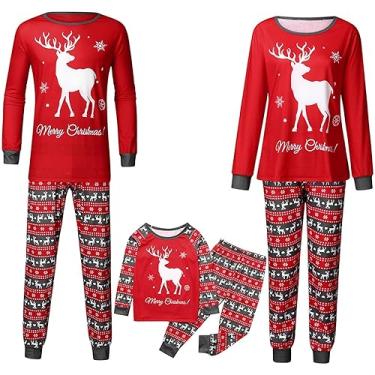 Imagem de Conjunto de festa de manga comprida combinando para a família de Natal Conjunto de roupa de dormir quente roupa de dormir, Mãe, XXG