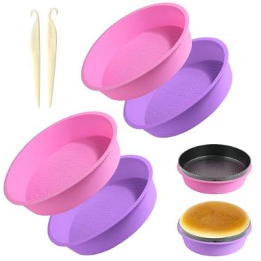 Imagem de 4 peças de panela de banho de água para cheesecake, protetor de forma de bolo de silicone com espátula de liberação de bolo para 24,9,5, 19,8 cm, forma de mola, assadeira, acessórios