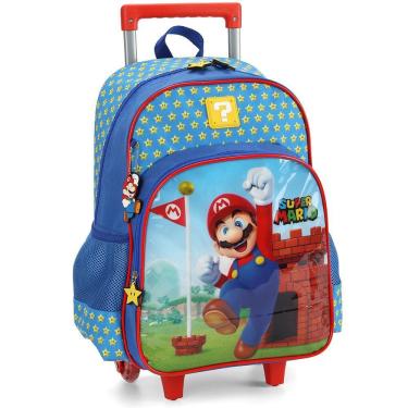 Imagem de Mochila de Rodinhas Sem Alça Luxcel Super Mario Azul