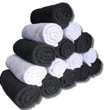 Imagem de Kit 10 Toalhas para Salão de Beleza Barbearia Toalhas para uso profissional Kit toalhas salão de beleza Toalhas de alta absorção (5 Preto 5 Branco)