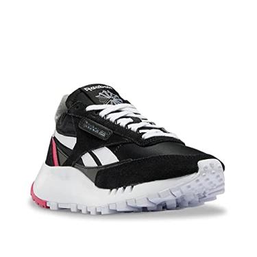 Imagem de Reebok Tênis feminino clássico Legacy, Preto/branco/rosa, 7.5