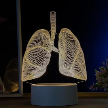 Imagem de Luminária led 3d, abajur de mesa, pulmão- órgãos