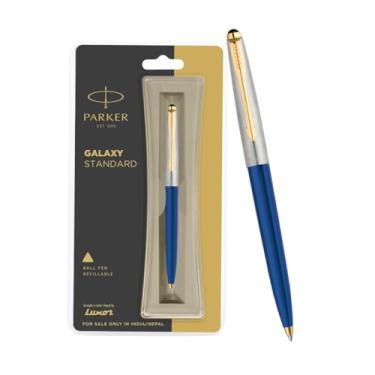 Imagem de Parker Galaxy Stainless Steel Gold Trim Ball Pen - Body Blue