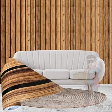Imagem de Papel de Parede 3D Adesivo Madeira Rústica 10m – Textura Realista Ripada, Lavável e Auto Adesivo - Ideal para Sala, Quarto e Home Office (Flysea)