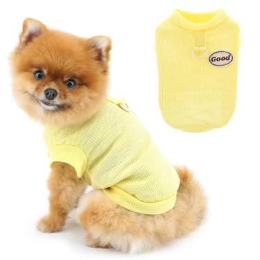 Imagem de PAIDEFUL Camisas sólidas de verão para cães, colete leve, respirável, roupas legais para animais de estimação, proteção solar, camisetas para cães, moletom, roupas em branco, pulôver, amarelo, XGG