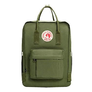 Imagem de Mochila casual para laptop KALIDI de 38 cm, clássica, para acampamento, viagem, ao ar livre, quadrada, faculdade, trilhas, academia, verde, exército