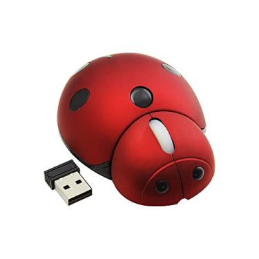 Imagem de Mouse sem fio joaninha, animal fofo, sem fio, mini kawaii, portátil, leve, 3000 DPI óptico pequeno com receptor USB, para PC, laptop, computador, desktop, presente para crianças, meninos, meninas