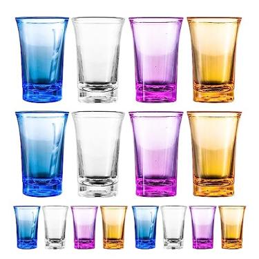 Imagem de Conjunto de copos multicoloridos inquebráveis de 34 g, copos de uísque, copos de dose de tequila, copos de coquetel, copos de shot para vodca, bebidas alcoólicas e bebidas (conjunto multicolorido