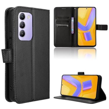 Imagem de Elubugod Capa de couro - Compatível com Vivo V30 e V40 (5G) - Capa flip preta