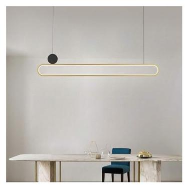 Imagem de Lustres lineares retangulares de LED, luminária pendente de LED dourada, lustre linear de LED, luminária de teto para quarto de cozinha