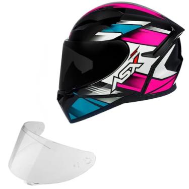 Imagem de Combo Capacete feminino de moto ASX City Start + Viseira Fume original com narigueira e bavete para motociclista e motoboy (56)