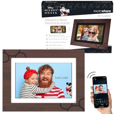 Imagem de Disney Classic PhotoShare Friends and Family 10” Smart Digital Photo Frame, Send Pics from Phone to Frames, Wi-Fi, 8 GB, Holds 5,000+ Pics, 1280x800 HD Touch Panel, Premium Espresso Engraved Wood