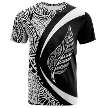 Imagem de Camiseta Gráfica Masculina da Nova Zelândia, Camiseta com Tatuagem Polinésia para Homens(White,S)