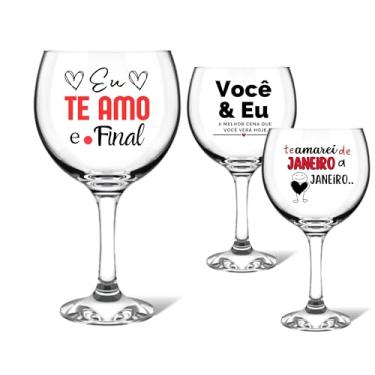 Imagem de 1 Taça Vidro Gin 630ml Drinks Personalizada Presente Dia Dos Namorados Casal Amor Romance Lembrancinha Aniversário Casamento Decorada Mesa Posta Criativo (Eu te amo e final)