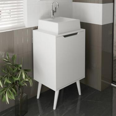 Imagem de Gabinete para Banheiro com 1 Porta para cuba 45x80cm Pés Palito Branco