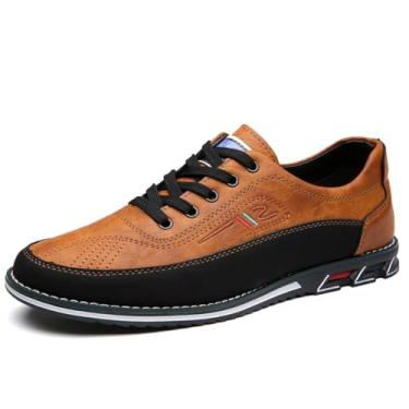 Imagem de Mocassins masculinos casuais para negócios, cadarço, ajustável, para dirigir, trabalhar, caminhada, festa, oxford, zapatillas, Amarelo, 38