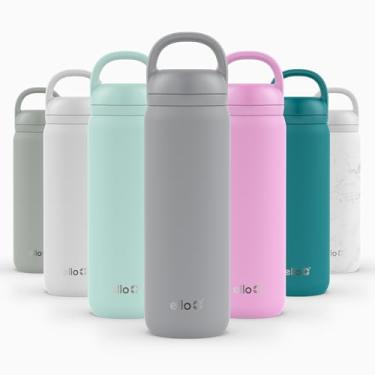 Imagem de Ello Garrafa de água Cooper Twist de aço inoxidável de 623,7 g com tampa Chug | Parede dupla à prova de vazamento e isolada a vácuo | Serve para porta-copos de carro | Alça de transporte embutida |