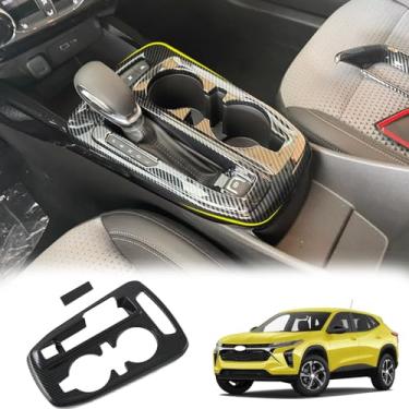 Imagem de GZPLMYKJYXGSPL Painel de manípulo de mudança de marchas para Chevrolet Trax 2024 2025 acessórios, acabamento interno de carbono, consoles centrais, estrutura de capa de botões de botas (fibra de