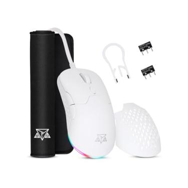 Imagem de Mouse Gamer Adamantiun Gladius M11 Com Mousepad Para Pc Notebook Jogos Led Rgb Com Fio Cabo Paracord Swicth Removível Usb 16000 Dpi Sensor Pixart 3389 (Branco)