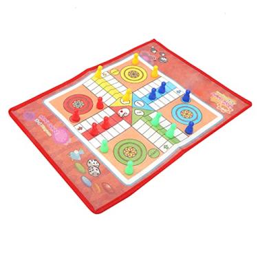 Imagem de VGEBY Conjunto de jogo de cobras e escadas, 2 em 1 conjunto de xadrez voador de cobra e escada tecido não tecido portátil diversão em família jogo de tabuleiro xadrez e artigos esportivos de lazer