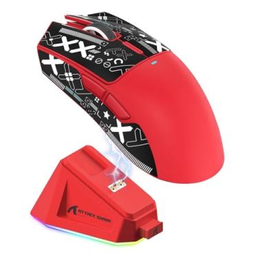 Imagem de Mouse Gamer Attack Shark X11 59g Superleve sem fio com Fita Antiderrapante, Dock RGB, 22000 DPI, 5 botões programáveis para PC/Mac (Vermelho)