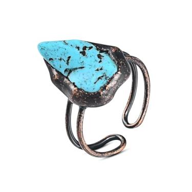 Imagem de Bigbabybig Anel de dedo mindinho de dedo pequeno de cristal natural turquesa com pedra do mês do mês de nascimento para mulheres, feito à mão, ajustável, exclusivo, delicado, moderno, festa, filha,