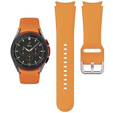 Imagem de KIMAIXA Pulseira para Galaxy Watch 5 de 40 mm e 44 mm/Galaxy Watch 5 Pro Band 45 mm/Galaxy Watch 4 40 mm 44 mm/Galaxy Watch 4 Classic Band 42mm 46mm, pulseira esportiva de silicone de 20 mm para mulheres e homens, cor pêssego