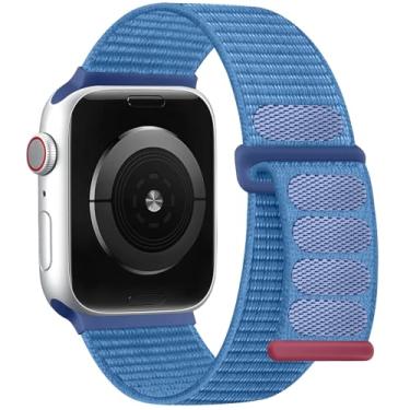 Imagem de DaQin Pulseira esportiva de nylon compatível com Apple Watch séries 11, 10, 9, 8, 7, 6, 5, 4, 3, 2 e 1 SE de 40 mm, 38 mm, 41 mm e 42 mm