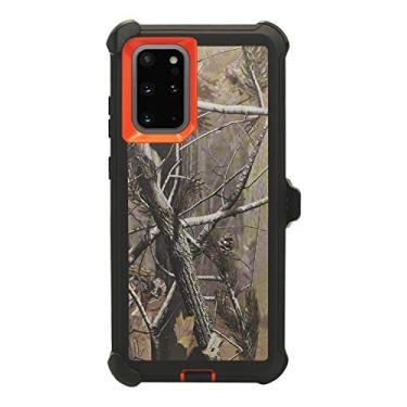 Imagem de WallSkiN Capa para Galaxy Note 20 (17.0 cm) Heavy Duty Corpo Inteiro Proteção contra Quedas Suporte de Transporte de Grau Militar | Coldre para Homens Cinto com Suporte de Clipe – Camuflagem/Laranja
