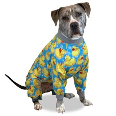 Imagem de Pijama/estampa de patos de borracha/pijama pulôver leve/pijama de cachorro com cobertura total/amarelo com acabamento cinzaTooth & Honey XXL