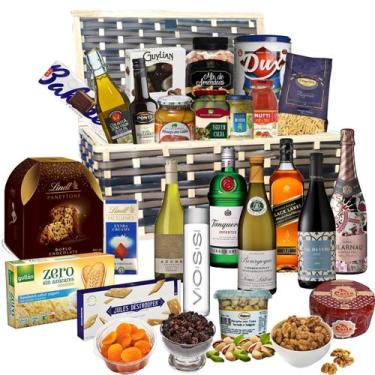 Imagem de Cesta De Natal Premium Versalles - Whisky, Vinho, Espumante, Gin, Pane